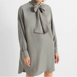 Club Monaco Tie Neck Sage Shift Dress Modal